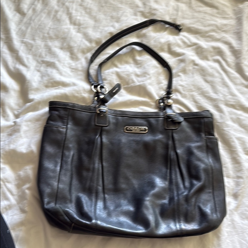 Coach Black Leather Tote Bag